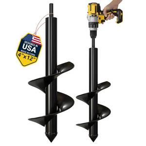lot 5099 image: K-Brands Auger Drill Bit for Planting �� 4 x 12 Inch - Garden Spiral Hole Drill Planter for Bulb Planting, Bedding Plants, Umbrella Holes - 38 Inch Hex Drive Drill - Retail $19