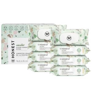 lot 5111 image: The Honest Company Clean Conscious Multi-Use Wipes  Hypoallergenic  Unscented for Sensitive Skin  Over 99% Water, Compostable, Plant Based, Baby Wipes  Geo Mood, 576 Count - Retail $38