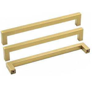lot 5124 image: goldenwarm 50 Pack Brass Pulls Cabinet Hardware Gold Drawer Pulls - LSJ12GD192 Square Cupboard Bathroom Door Handles Brushed Brass Pulls for Cabinets 7-12in Center to Center - Retail $120