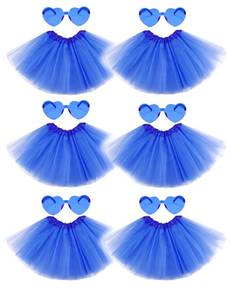 lot 5132 image: 6 PCS Blue Adult Tutus Skirts for Women Girls Tutu Skirt Elastic Tulle Tutu Colored Tutus for Dance Runners Halloween Party (Blue) size unknown - Retail $32