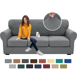 lot 5134 image: XINEAGE 2025 New 4 Pieces Couch Covers for 3 Cushion Couch Super Stretch Thick Soft Sofa Cover Anti Slip Sofa Slipcover Dogs Cats Furniture Protector (Light Gray, 71-91) - Retail $26