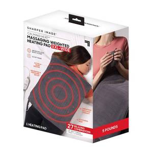 lot 5140 image: Calming Heat XXL-Wide Massaging Weighted Heating Pad by Sharper Image- Electric Heating Pad with Massaging Vibrations, Auto-Off, 12 Settings- 3 Heat, 9 Massage- 27 Relaxing Combos, 20�� x 24��, 5 lbs - Retail $70