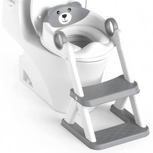 lot 5170 image: Rabb 1st Potty Training Seat, Upgrade Toddler Toilet Seat for Kids Boys Girls, 2 in 1 Potty Training Toilet, Splash Guard Anti-Slip Pad Step Stool - Retail $36