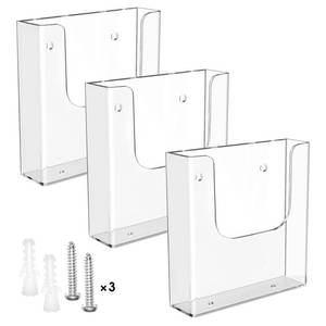 lot 6135 image: MaxGear Brochure Holder 6x9 inch Acrylic Pamphlet Holder Clear Plastic Flyer Holder Wall Mount for Ofiice, School, Exhibition, 3 Pack - Retail $27
