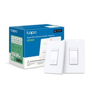lot 6143 image: TP-Link Tapo Smart 3 Way Dimmer Switch KIT, Matter Compatible, Energy Monitoring, Neutral Wire Required, Works with Alexa, Siri, Google Home, SmartThings, UL Certified, 2.4GHZ Wi-Fi, Tapo S515D KIT - Retail $35