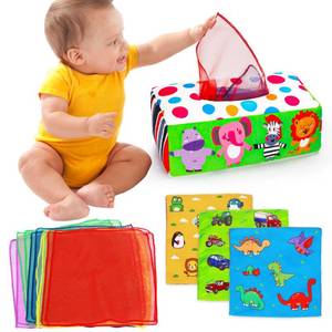 lot 6158 image: Thremhoo Baby Toys 3 4 5 6 7 8 9 12 Month Old Montessori Tissue Box Toys for Babies Infants 0-6 6-12 Months Sensory Educational Crinkle Toy Developmental Gift for 1 2 Year Old Boys Girls Toddlers - Retail $20