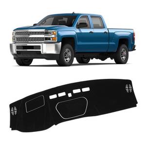 lot 6162 image: KUST Dash Cover for 2019-2025 Chevy Silverado 1500 2500HD 3500HD2019-2023 GMC Sierra 1500 2500HD 3500HD(Only fit Silverado Dashboard with Open Bin and HUD)(Not Fit for 13.4 inch Navigation Silverado) - Retail $24