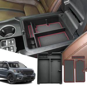lot 6169 image: SXCY for 2026 Passport 2024 2025 Honda Ridgeline Center Console Organizer for Honda Ridgeline 2024 2025 Console Tray for 2026 Passport Accessories 2024 2025 Ridgeline Armrest Console Organizer(red) - Retail $17