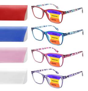 lot 6185 image: CLASAGA Progressive Multifocus Reading Glasses for Women, Pattern Print Blue Light Block Stylish Ladies Computer Readers(pattern design-3, 1.75, x) - Retail $20