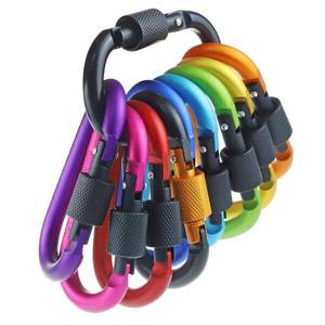 lot 6191 image: IEBUOBO 10 Pack Aluminum D Ring Key Rings Hiking Clips Locking Carabiner for Hiking Camping Fishing and Outdoor Use��Clips with Screw Gate Multicolored - Retail $9