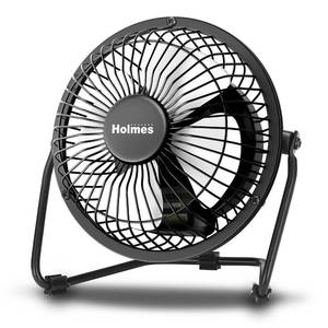 lot 6211 image: HOLMES 4 Mini High-Velocity Personal Desk Fan, 4 Blades, Adjustable 360° Head Tilt, Durable Metal Construction, Single Speed, Ideal for Home, Dorm Rooms, Bedrooms, or Offices, Black - Retail $24