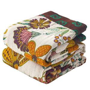 lot 6218 image: VANJOROY Boho Throw Blanket for Bed, 100% Cotton Muslin Soft Twin Throw-Floral Farmhouse Rustic Decor Blanket for Couch Sofa Quilt and Gift, 60 x 80-BeigeWhite - Retail $34