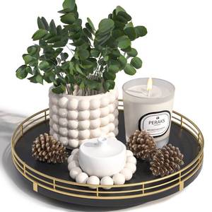 lot 6228 image: 10 Oak Wood Decorative Tray for Home Decor, Tray for Coffee Table Decor Perfume Nightstand Vanity Bathroom Trays for Counter Candle Jewelry Makeup Farmhouse Table Centerpiece for Dining Room Gold - Retail $21