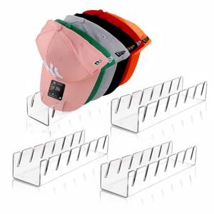 lot 6231 image: Hat Stand for Baseball Caps, 4 Pack No Install Acrylic Hat Organizer for 28 Baseball Caps Storage Organizer, Hat Racks Hat Holder Display and Organization for Closet, Bedroom, Dresser (Clear-4Pack) - Retail $33