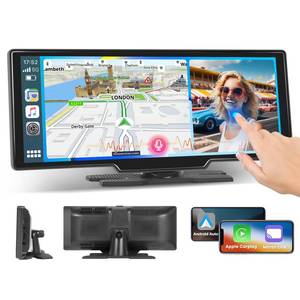 lot 6234 image: 10.26 Inch Wireless Carplay Radio for Car, Hikity Wireless Android Auto Car Display Screen with Dual Bluetooth GPS Airplay Mirror Link - Retail $50