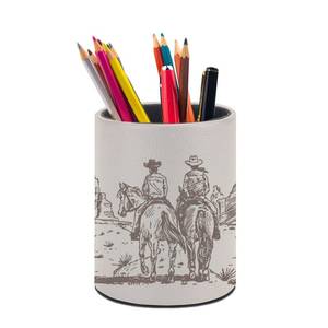 lot 6238 image: XUWU Western Desert Cowboy Pen Holder Pencil Organizer Cute Pencil Cup Desk Decor Makeup Brush Holder PU Multifunctional Office Suppliesfor Home Classroom School - Retail $10