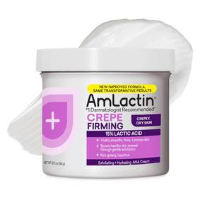 lot 6239 image: AmLactin Crepe Firming Cream - 12 oz Body Cream with 15% Lactic Acid - Exfoliator and Moisturizer for Crepey, Dry Skin�� (Packaging May Vary) - Retail $30