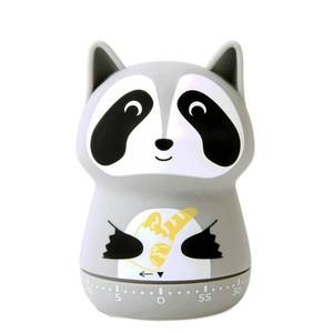 lot 6253 image: NUOSWEK Mechanical Kitchen Timer - Cute Animal Wind Up 60 Minutes Manual Countdown Timer for Kids, Classroom, Home, Study and Cooking - Grey Raccoon - Retail $9