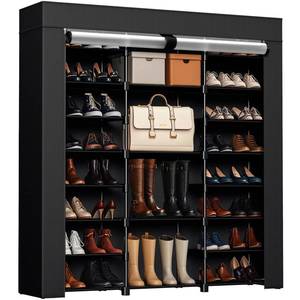 lot 11412 image: KKU Shoe Rack Storage Organizer, Shoe Organizer for Closet and Entryway Dustproof 3-Row 9-Tier Holds Storage Box and Boot (40-46 Pairs Large Capacity) - Retail $43