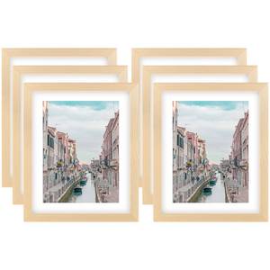 lot 11426 image: 8x10 Grain Picture Frames Nature Solid Wood 6 Pack for Wall Mounting and Tabletop Display - Retail $30