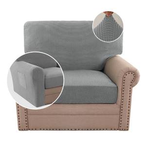 lot 11428 image: H.VERSAILTEX Multi-Pieces Chair Covers Stretch Couch Covers Form Fitted Seat and Back Cushions Covers (1 Seat Cover Plus 1 Back Cusion Cover, Bonus 2 Armrest Covers), Dove - Retail $29