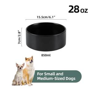 lot 11436 image: Havniva Ceramic 6.1inch Non-Slip Dog Food and Water Bowl for Small & Medium Breed Dogs,Pet Bowl for Replacement, Protects Cervical Spine (Black) - Retail $19