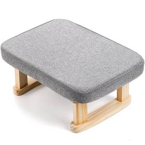 lot 11445 image: Lawei Small Footstool Ottoman, Rectangle Fabric Foot Stool Rest with Wooden Legs and Non-Slip Soft Padding, Modern Footstools Step for Couch, Desk, Office, Living Room, Bedroom, Entryway, Dogs, Gray - Retail $25