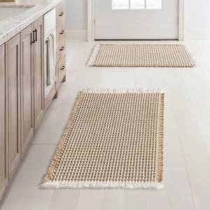 lot 11447 image: MIULEE Set of 2 Waffle Bathroom Rugs, Boho Bath Rugs Non Slip Washable, Super Absorbent Bath Mats, Ultra Soft Rubber Backed Shower Mats for Bathroom Floor, Tub, Brown & White, 17x24 Inch - Retail $33