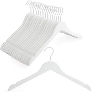 lot 11450 image: TOPIA HANGER Wooden Hangers 18 Pack, Premium Bride Hanger for Wedding Dress, White Wood Suit Coat Hanger with 360°Swivel White Hook, Extra Smoothly Cut Notches-CT21W - Retail $35