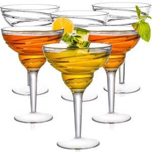 lot 11451 image: Youeon 6 Pack 12 Oz Hard Acrylic Margarita Glasses with Stem, Shatterproof Acrylic Wine Glasses, Reusable Wine Cups for Indoor and Outdoor Use, Perfect for Wedding, Party, Holiday - Retail $24