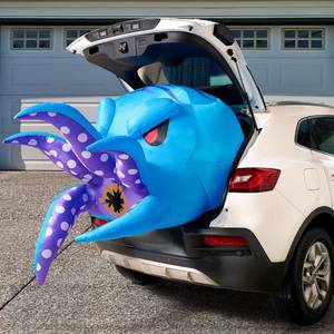 lot 11461 image: Joiedomi Halloween Inflatable Trunk or Treat Car Decorations, Octopus Inflatable Trunk or Treat Halloween Decor Outdoor, Blow Ups Trunk or Treat with LED for Car Decoration Outside - Retail $40
