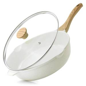 lot 11465 image: SENSARTE Nonstick Ceramic Saute Pan 12-Inch, Non-toxic Deep Frying Pan Skillet with Lid, Healthy Jumbo Cooker, Stay Cool Handle, Induction Compatible, PFOA & PFAS Free - Retail $45