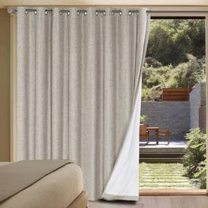 lot 11470 image: H.VERSAILTEX Linen Blackout Curtains Durable Thick Textured Linen Look 100% Blackout Patio Door Curtain Anti Rust Grommet Extra Wide Sliding Door Curtain Panel, W100 x L84 inch - Stone - Retail $42
