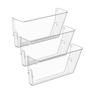 lot 11473 image: Gawerk 3 Pack Clear Acrylic Single Pocket, Plastic Hanging Wall Mount File Holder for Office Home, Clear - Retail $20