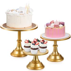 lot 11476 image: yarlung 3 Pack Gold Cake Stands, 81012 Inch Metal Cupcake Display Stand Pillar Style Dessert Stand for Wedding, Party, Birthday, Celebration, 3 Sizes - Retail $32