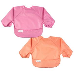 lot 12004 image: Tiny Twinkle Mess Proof Baby Bibs, 2pk Waterproof Smock Baby Bibs for Eating, Machine Washable Long Sleeve Bibs, Baby Led Weaning, Toddler Bibs, BLW Supplies (Sweet Treat, Small 6-24 Months) - Retail $22