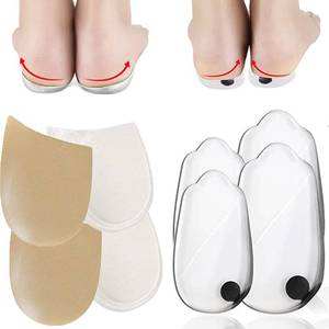 lot 12007 image: 4 Pairs Medial& Lateral Heel Corrective Insoles, Supination & Over-Pronation Leg Shoe Self-Adhesive Insert for OX Type Legs Foot Alignment, Knee Pain, Bow Legs, Osteoarthritis - Retail $10
