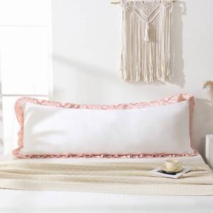 lot 12397 image: Merryword Pink Body Pillow Cover 20x54inches White and Pink Reversible Long Pillowcase Ruffled Body Pillowcases Cute Pillowcase Pillow Sham (1 Body, White Pink) - Retail $20