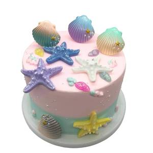 lot 12411 image: 12pcs Sea Creatures Sea Shells Star Conch Cake Topper for Birthday Party Baby Shower Wedding Cake Decorations - Retail $9