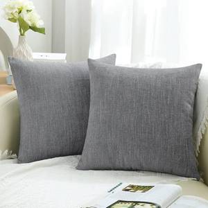 lot 12417 image: decorUhome Fall Chenille Decorative Throw Pillow Covers 18x18 Set of 2, Farmhouse Textured Square Neutral Solid Accent Pillow Covers for Couch Sofa Bed Living Room Home Decor, Grey - Retail $12