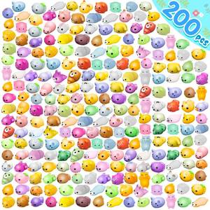 lot 12424 image: Dioju 200 Pcs Mochi Squishy Toy, Mini Kawaii Squishies Bulk Sensory Fidget Toys Goody Bag Party Favors for Kids, Classroom Prizes Pinata Filler Carnival Stocking Stuffers Christmas Birthday Gifts - Retail $27