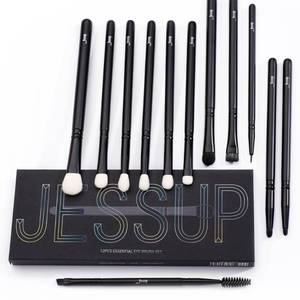 lot 12433 image: Jessup Eyeshadow Brush Set 12pcs Black Eye Makeup Brushes Set Professional with Natural Synthetic Hair for Eyebrow Eyelash Eyeliner Spoolie Blending, T322 - Retail $10