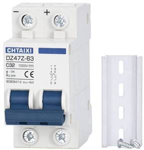 lot 12436 image: CHTAIXI DC Miniature Circuit Breaker, 2 Pole 1000V 32 Amp Isolator for Solar PV System, Thermal Magnetic Trip, DIN Rail Mount, Chtaixi DC Disconnect Switch C32 - Retail $16