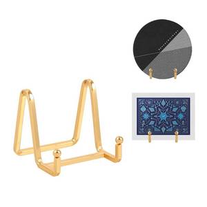 lot 12451 image: DIDUDIDU Plate Holder Easel Display Stand - Metal Plate Stands for Display - Tabletop Picture Stand - Gold Iron Easels for Display Pictures  Photo Frames  Book  Decorative Plates  Plaque - Retail $9