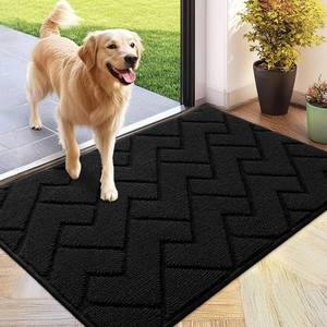 lot 12453 image: hicorfe Indoor Doormat,Front Back Door Mat Rubber Backing Non Slip Door Mats 24x35 Absorbent Resist Dirt Entrance Doormat Inside Floor Mats for Entryway Washable Low-Profile(Black) - Retail $22