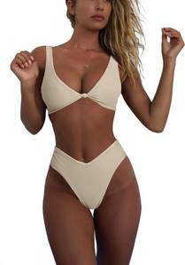 lot 12454 image: geluboao Womens Two Piece Swimsuit 2 Piece Cheeky High Cut Bikini Sets Swim Suits 2025 Beach Fashion Vacation Outfits Apricot XXL - Retail $31