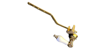 lot 15830 image: Kingston Kitchen & Bath Gold Towel Bar with Ceramic Accents - Retail $45