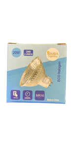 lot 16138 image: Simba MR16 20W ECO Halogen Light Bulbs - Box of 6 - Retail $15