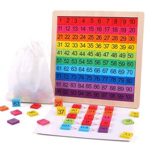 lot 16142 image: GEMEM Wooden Montessori Math Counting Hundred Board Toys, 1-100 Consecutive Numbers Learning & Educational Game Toy for Kids Toddlers 3 Year Old with Storage Bag - Retail $15