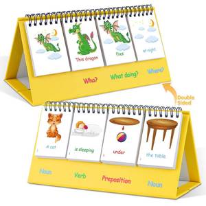 lot 16143 image: Auchq Sentence Building Flip Chart for Kids,Speech Autism Therapy Learning Materials for Preschool Kindergarten Elementary Special Classroom Must Haves, Essentials Supplies for Homeschool - Retail $13